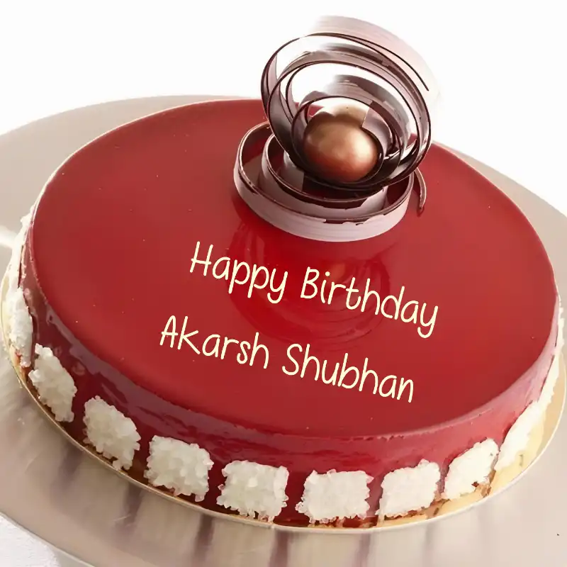 Happy Birthday Akarsh Shubhan Beautiful Red Cake